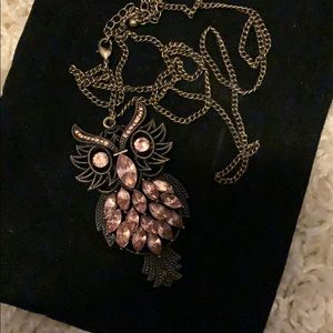 Owl Crystal Long Necklace